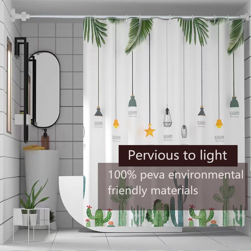 TIKABC Shower Curtain Liner, 4G PEVA Banana Leaves Shower Liner, Plastic Waterproof Shower Curtains, 72x72 inch with Grommet Holes 3 Magnetic Weights - Image 2